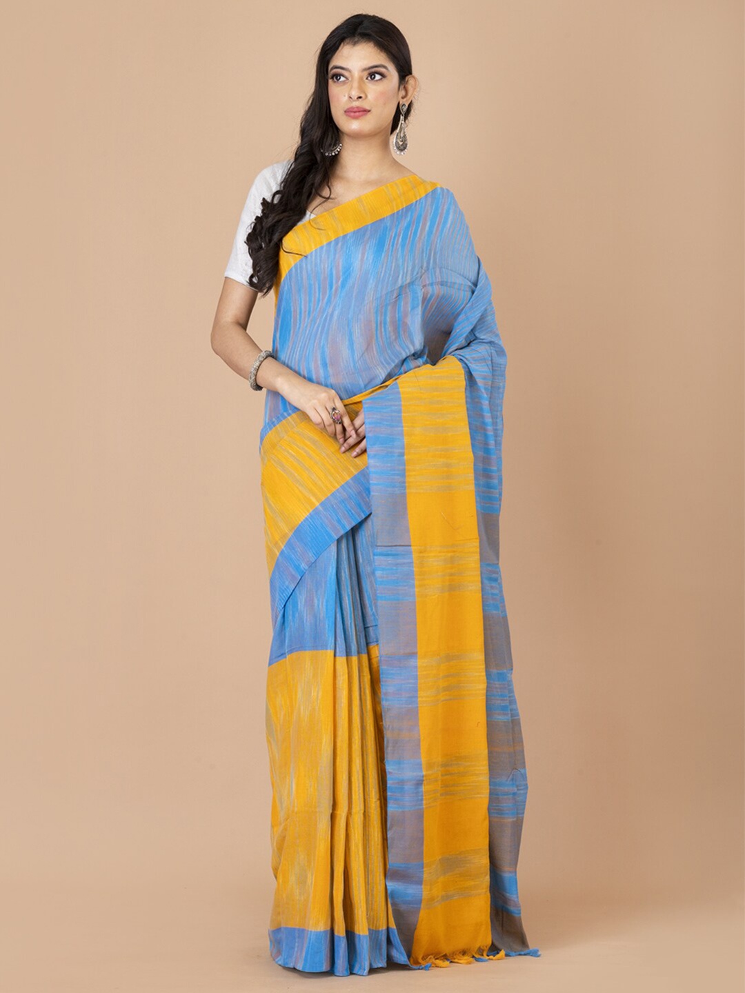 

Laa Calcutta Woven Design Pure Cotton Saree, Yellow