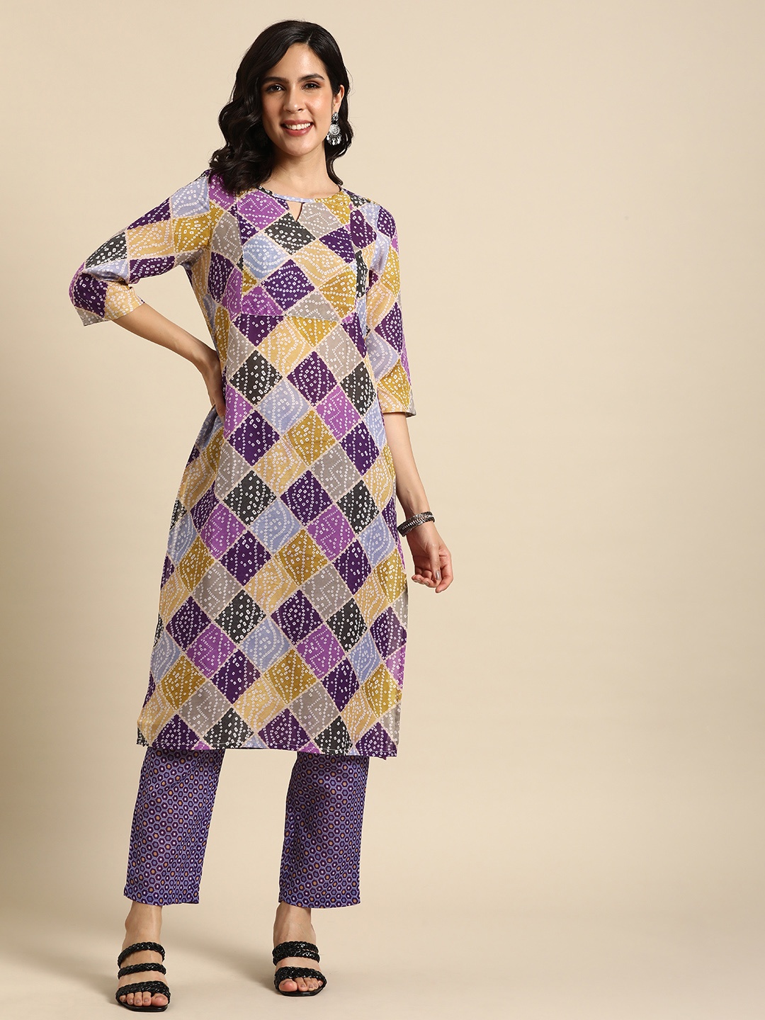 

Anouk Women Printed Regular Kurta with Trousers, Multi