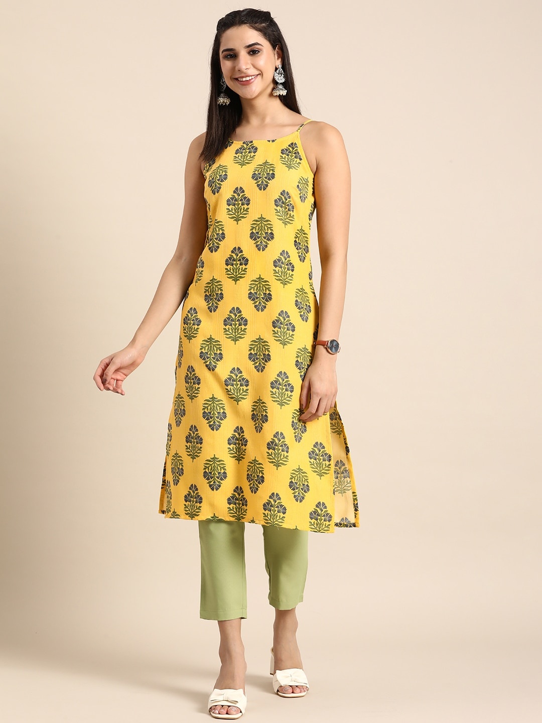 

Anouk Floral Printed Kurta, Yellow