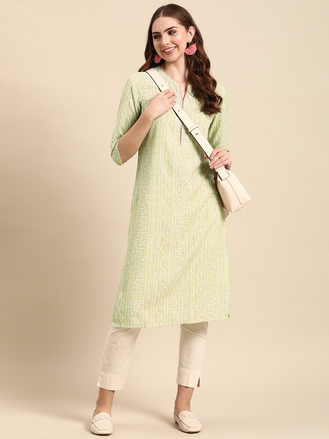 

Anouk Ethnic Motifs Printed Kurta, Green