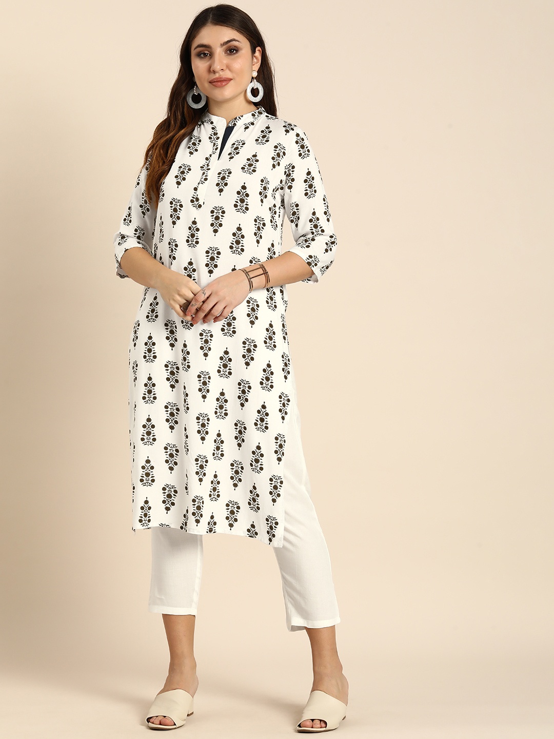 

Anouk Ethnic Motifs Printed Kurta with Trousers, White