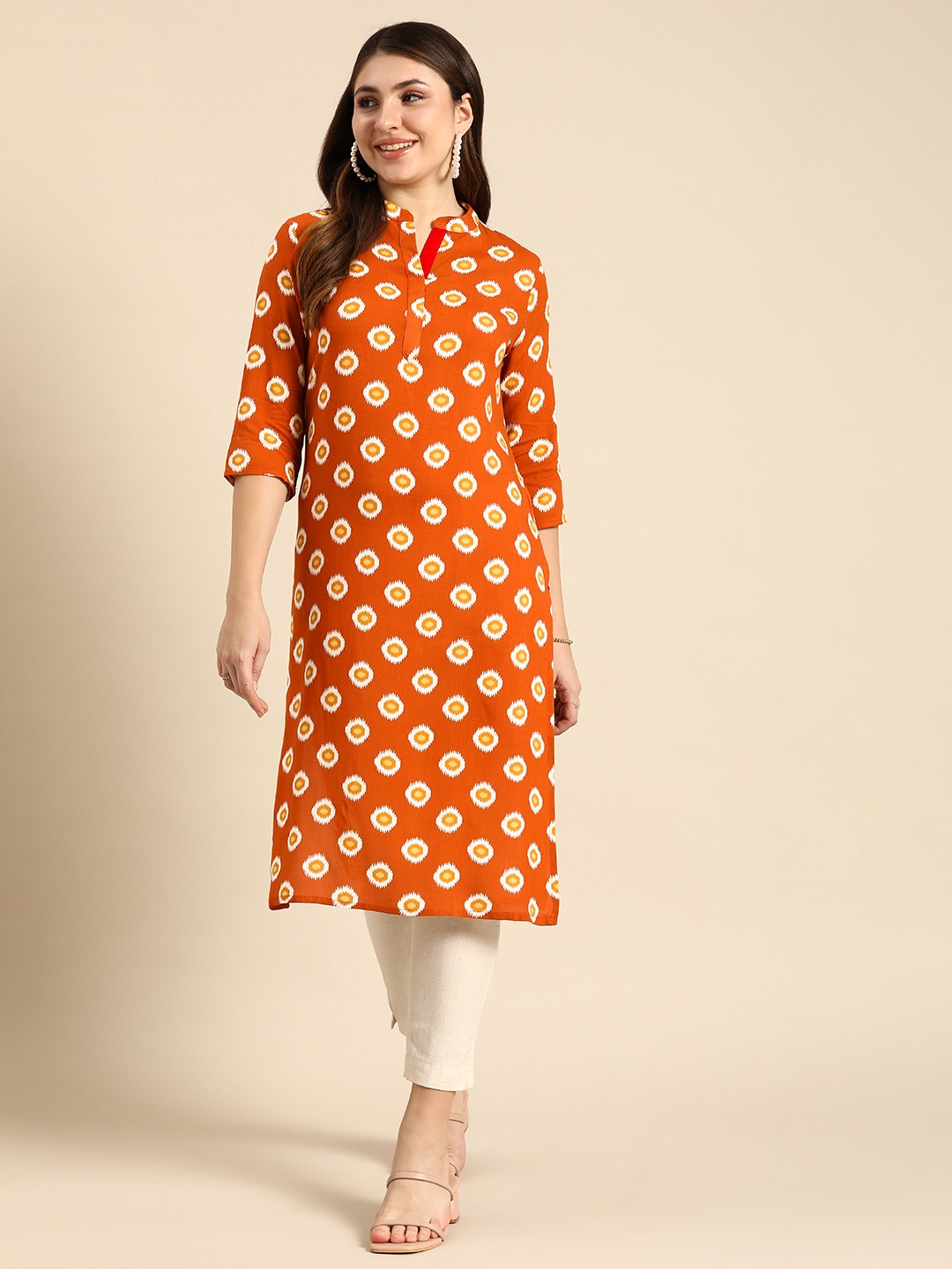 

Anouk Ethnic Motifs Printed Kurta, Rust