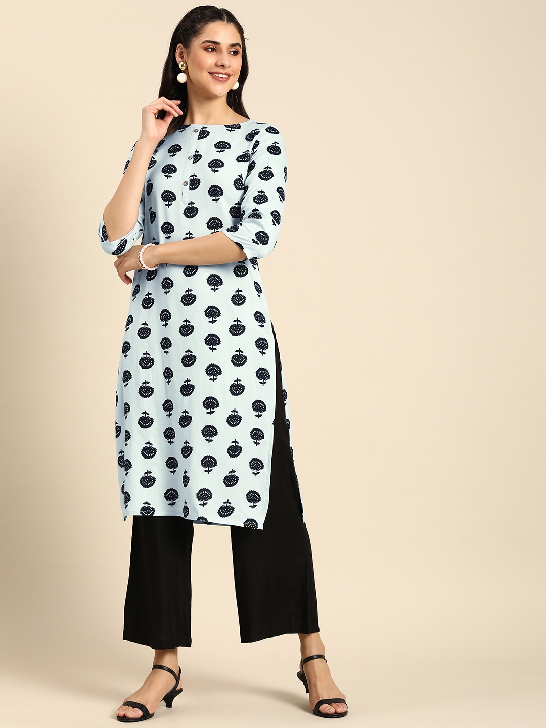 

Anouk Floral Printed Kurta, Blue