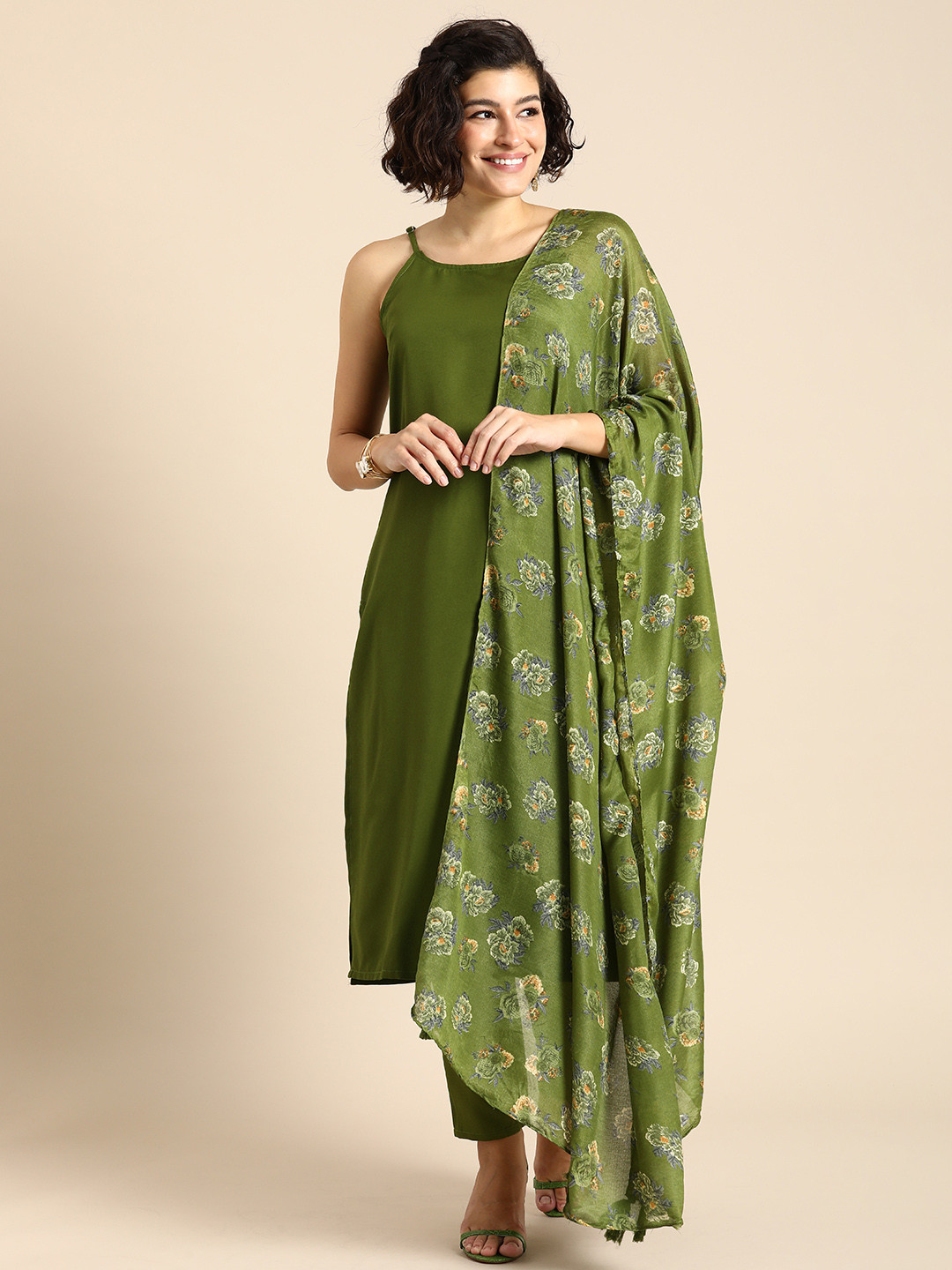 

Anouk Kurta with Trousers & Dupatta, Green