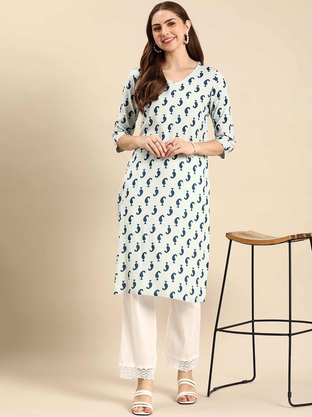 

Anouk Paisley Printed Kurta, Blue