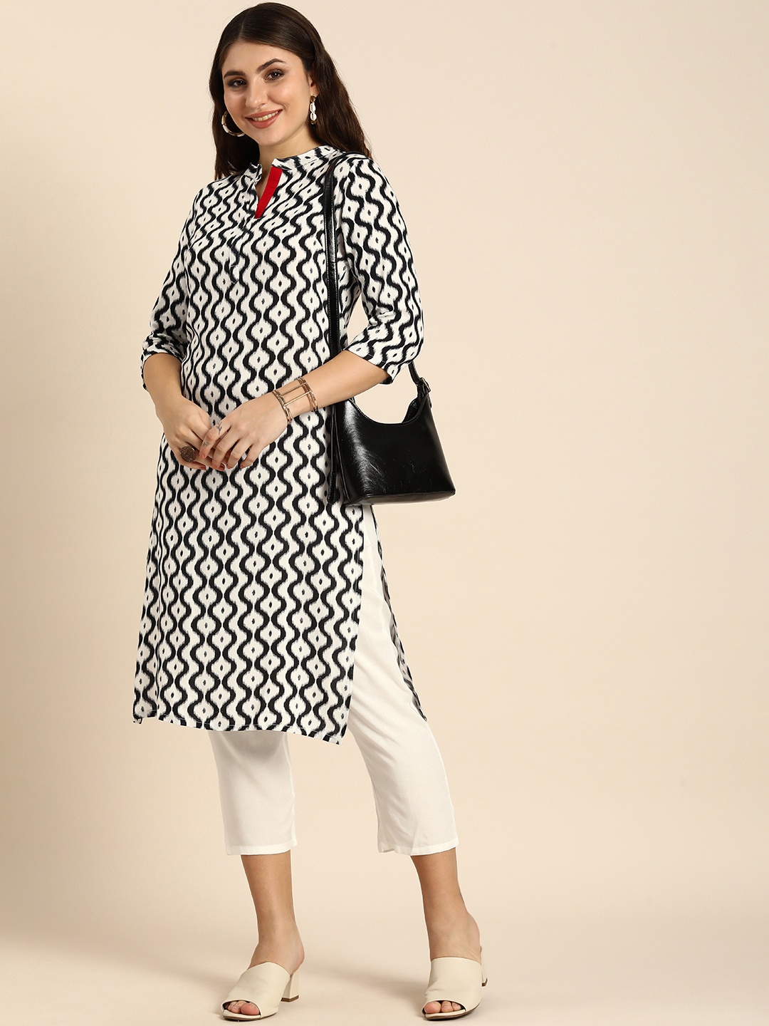 

Anouk Women Printed Regular Kurta With Trousers, White