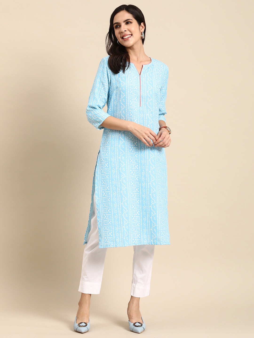 

Anouk Bandhani Printed Kurta, Blue