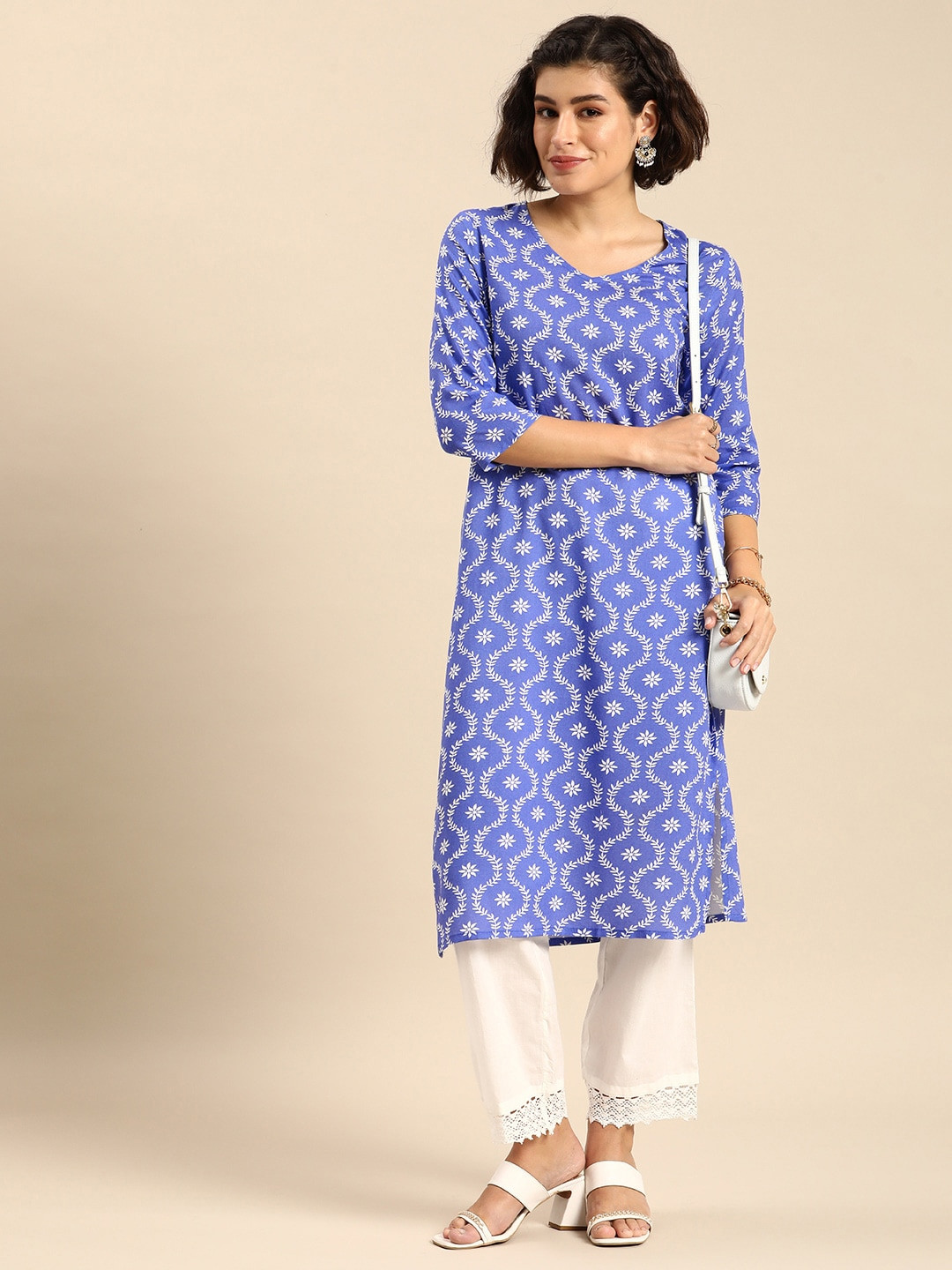

Anouk Floral Printed Kurta, Blue
