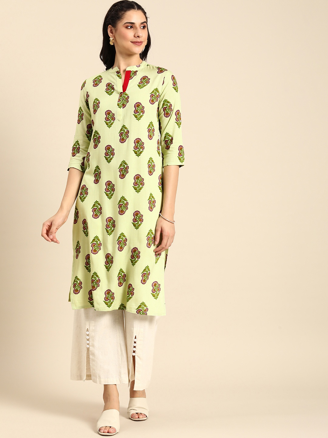 

Anouk Floral Printed Kurta, Green