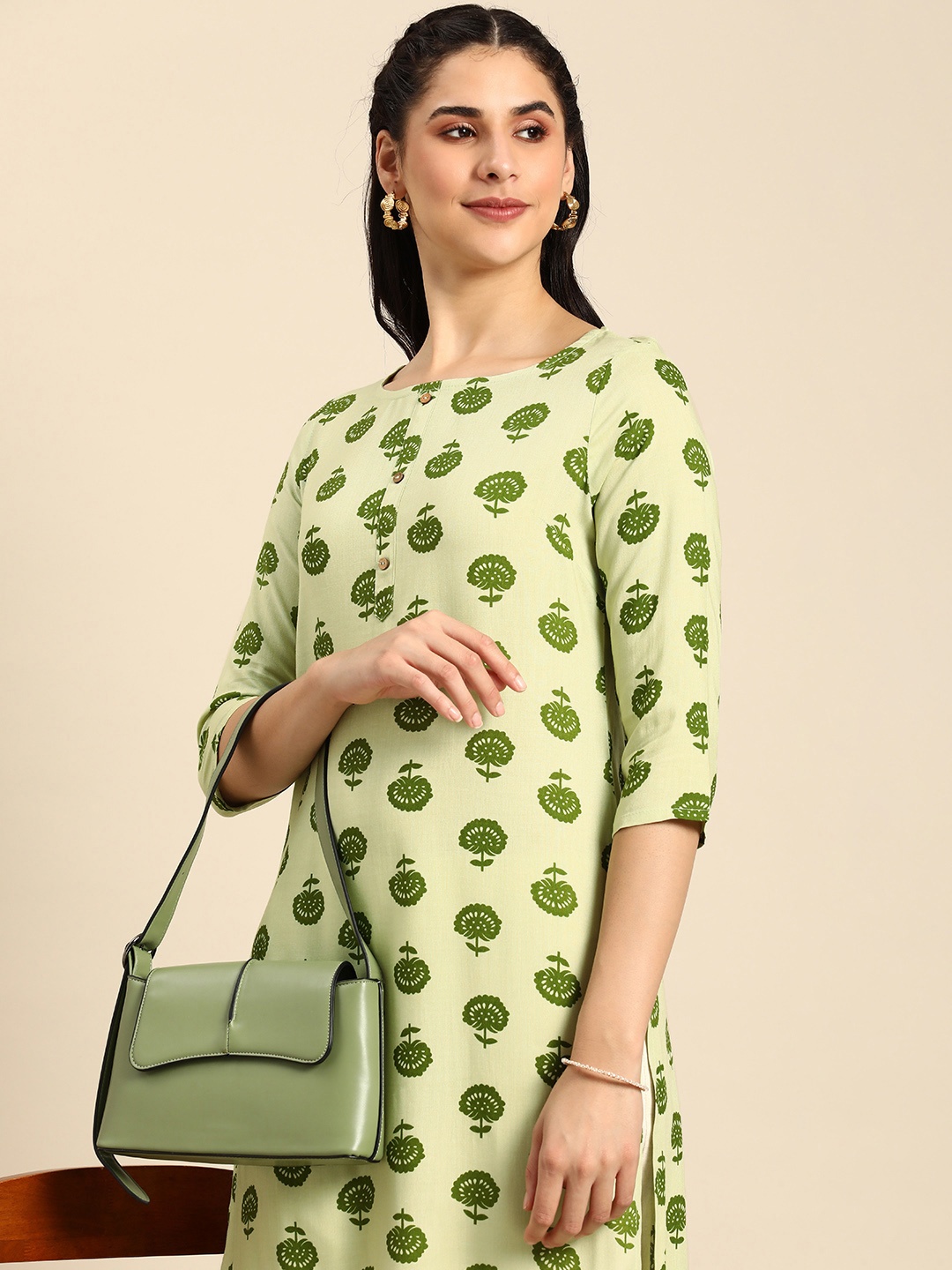 

Anouk Floral Printed Kurta, Green