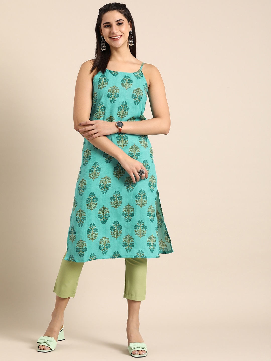 

Anouk Floral Printed Kurta, Green