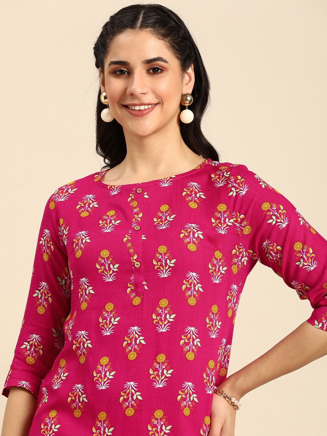 

Anouk Floral Printed Kurta, Fuchsia