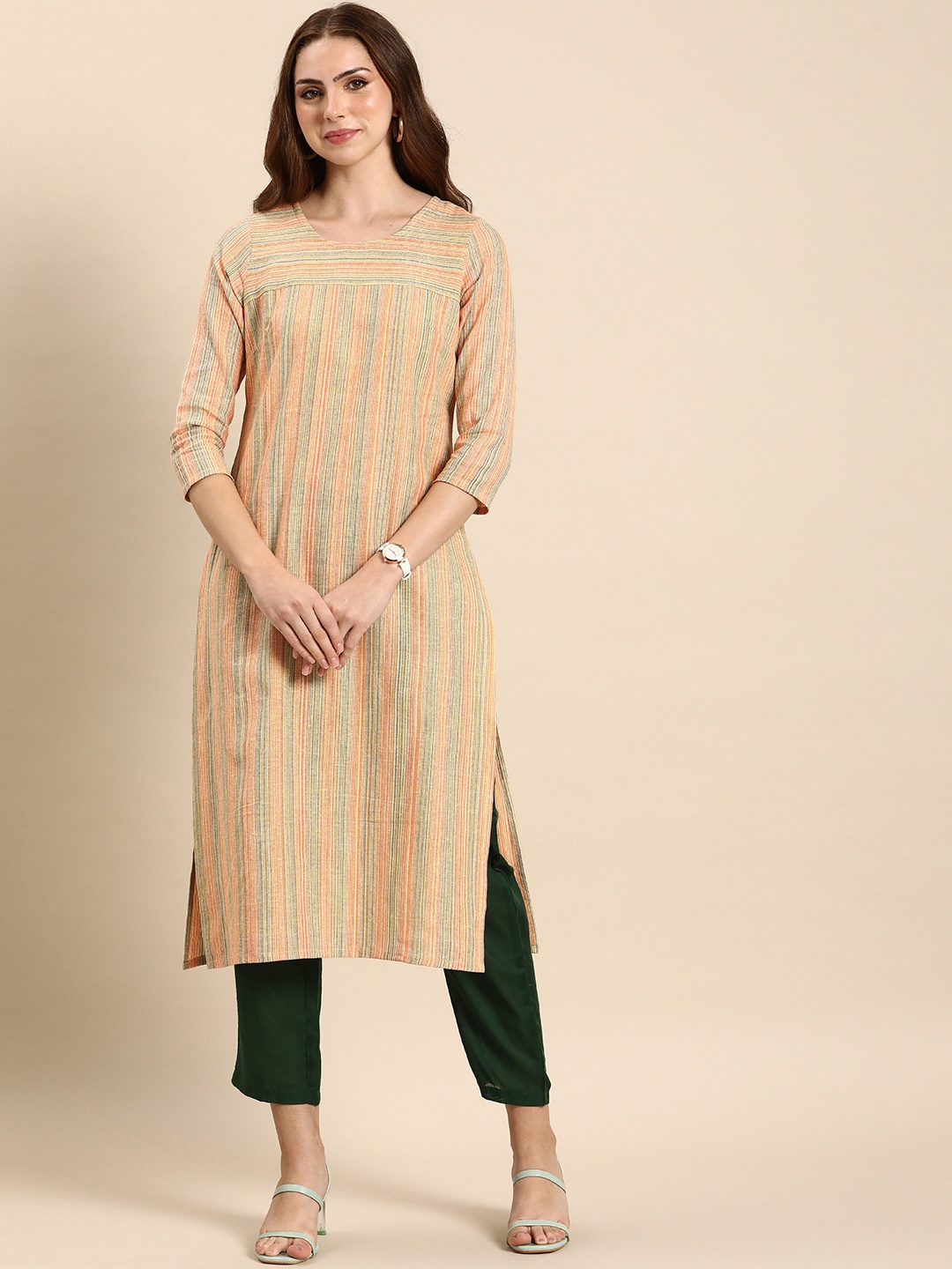 

Anouk Striped Kurta, Multi