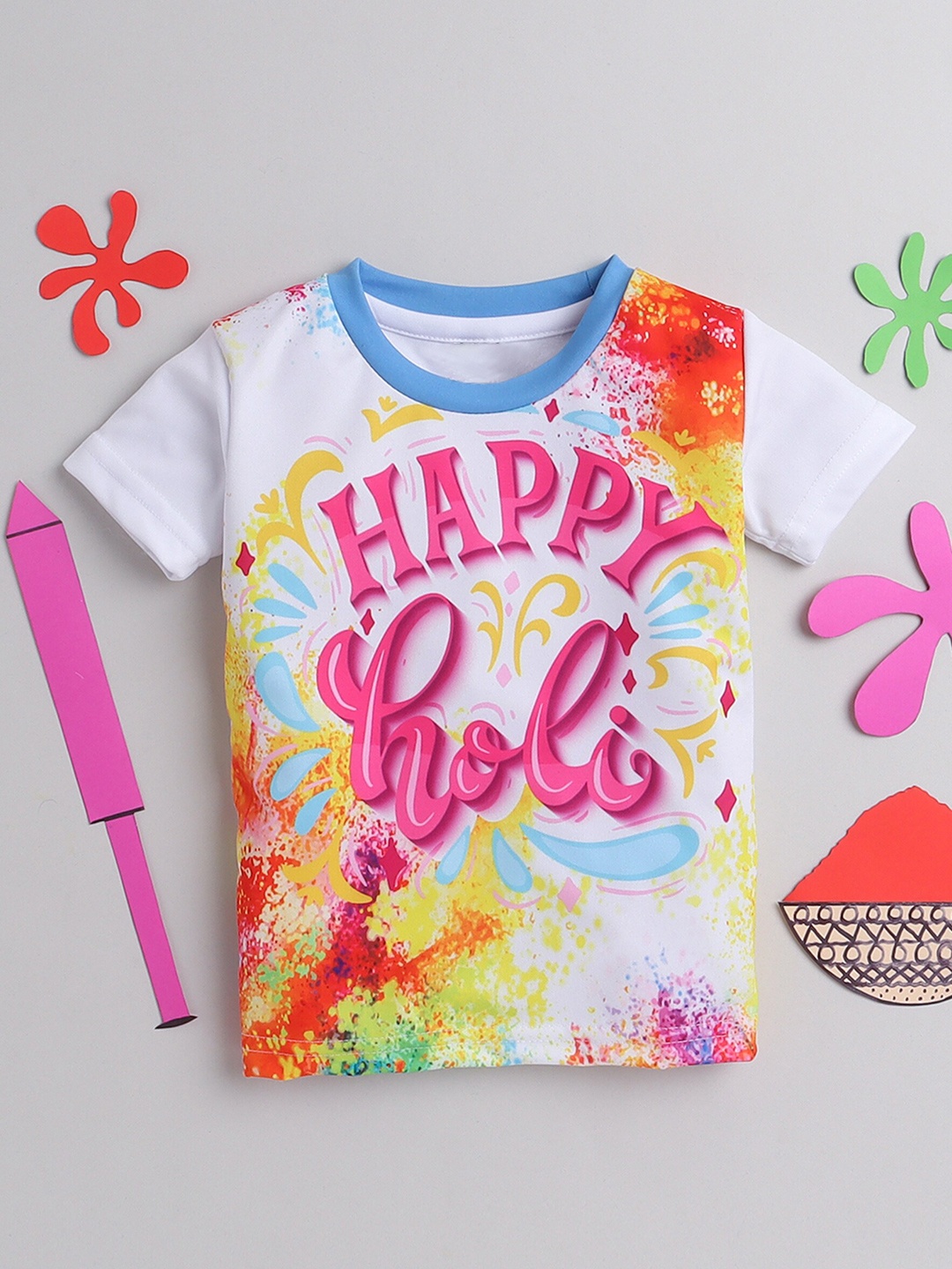 

The Magic Wand Girls White Floral Printed Applique T-shirt