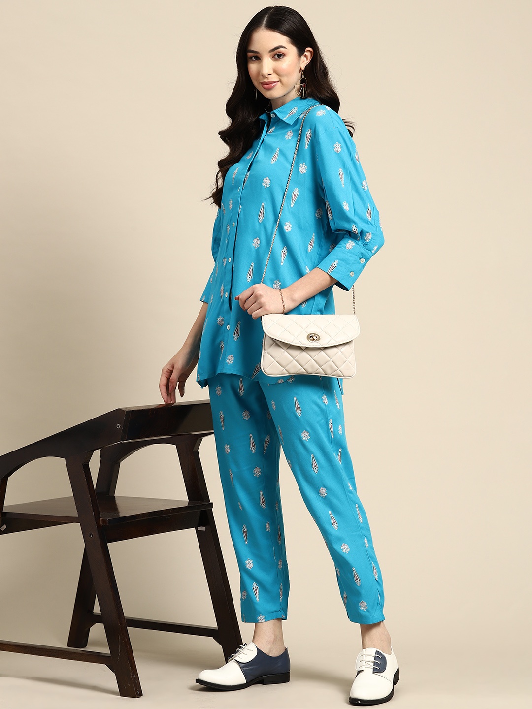 Anouk Ethnic Motifs Printed Regular Kurta with Trousers, Blue