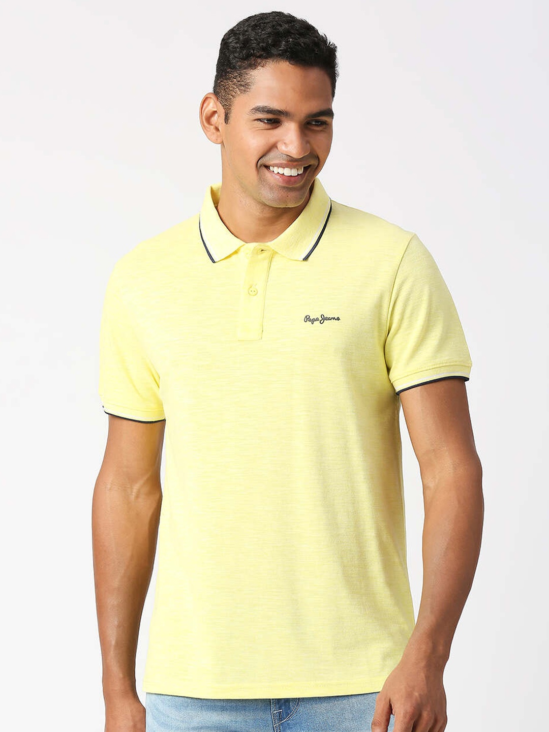 

Pepe Jeans Men Yellow Polo Collar T-shirt