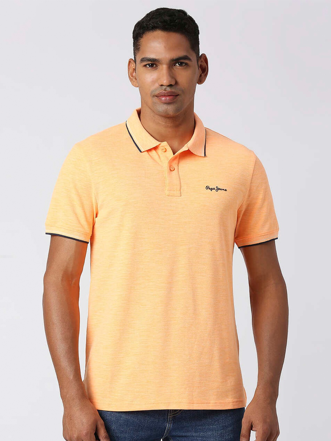 

Pepe Jeans Men Cotton Polo Collar T-shirt, Coral