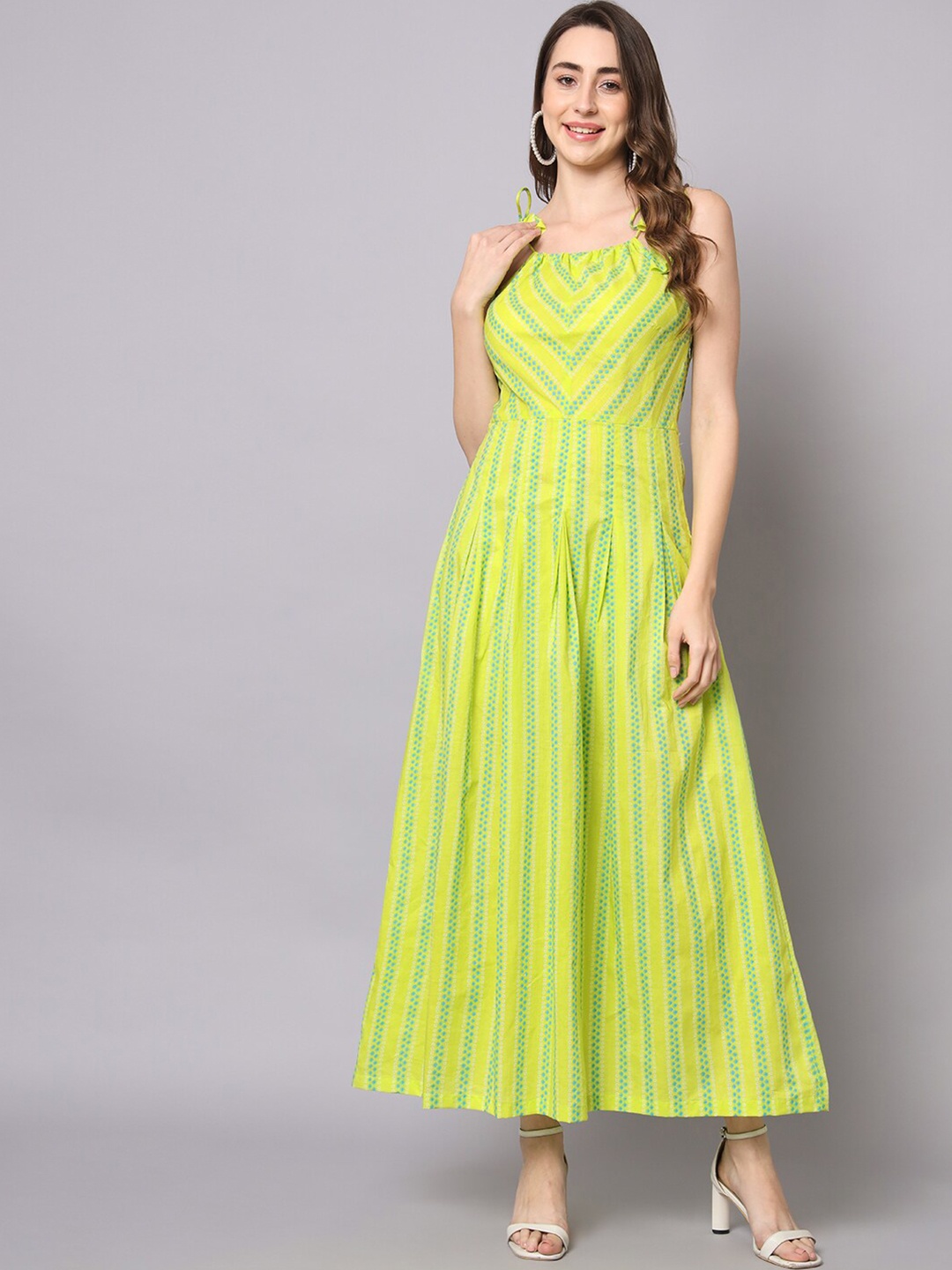 

HELLO DESIGN Should Straps Ethnic Motif Printed Maxi Dress, Green