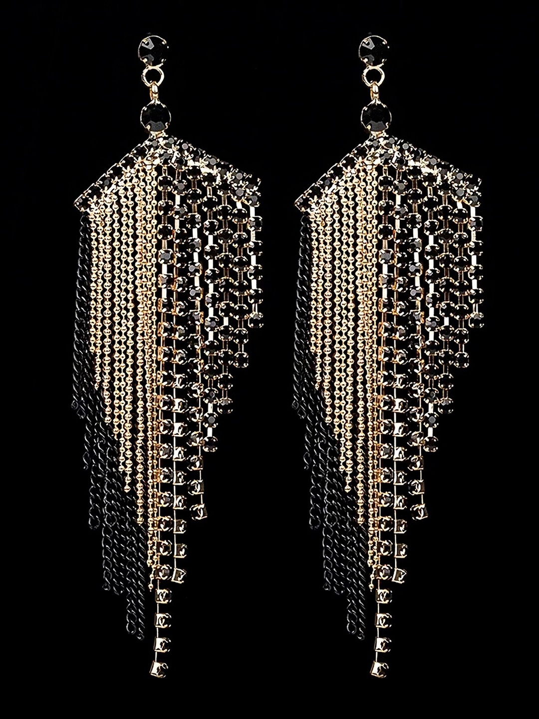 

AVANT-GARDE PARIS Gold Plated Geometric Drop Earrings, Black