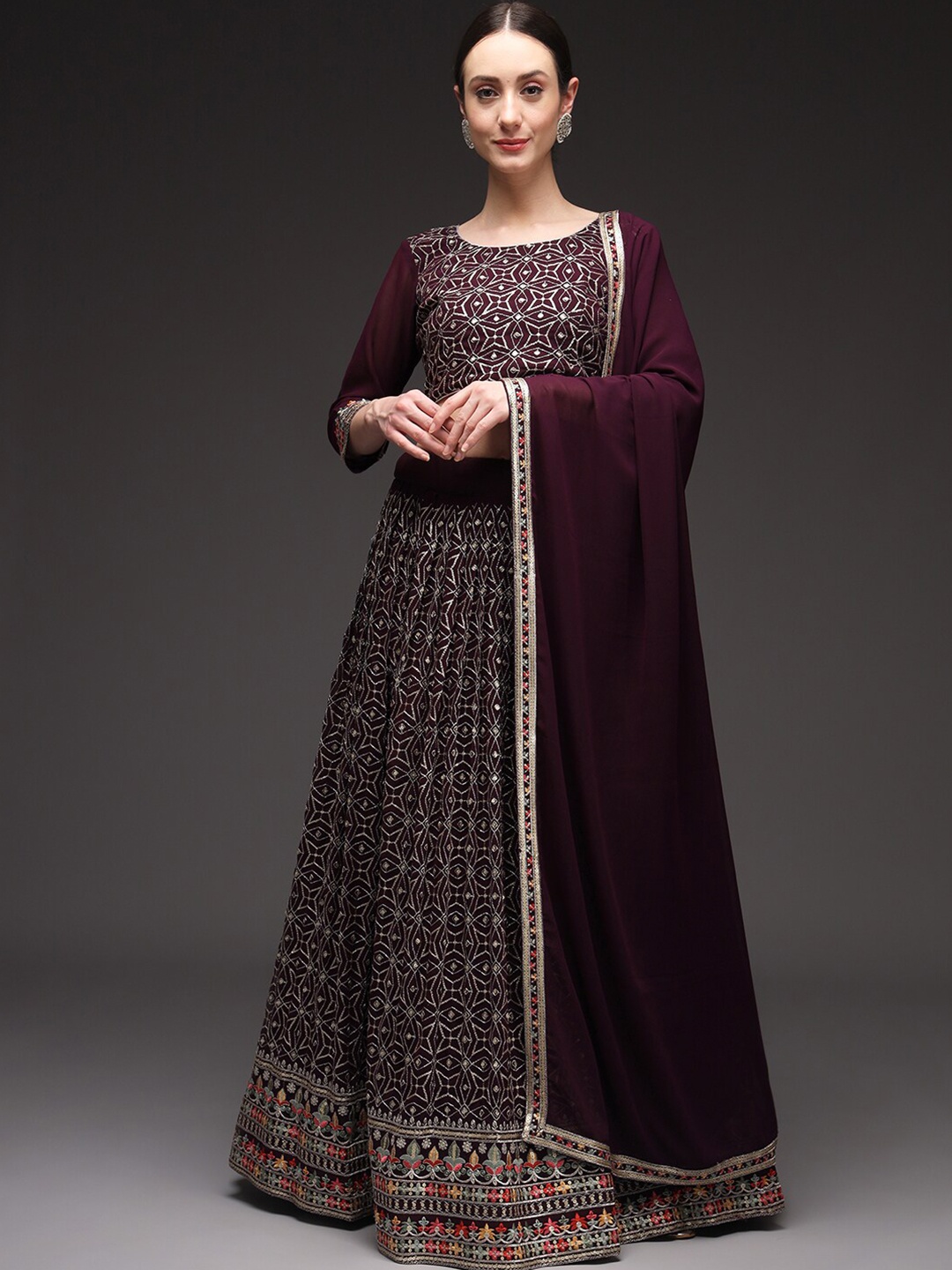 

VAANI CREATION Embroidered Semi-Stitched Lehenga & Unstitched Blouse With Dupatta, Purple