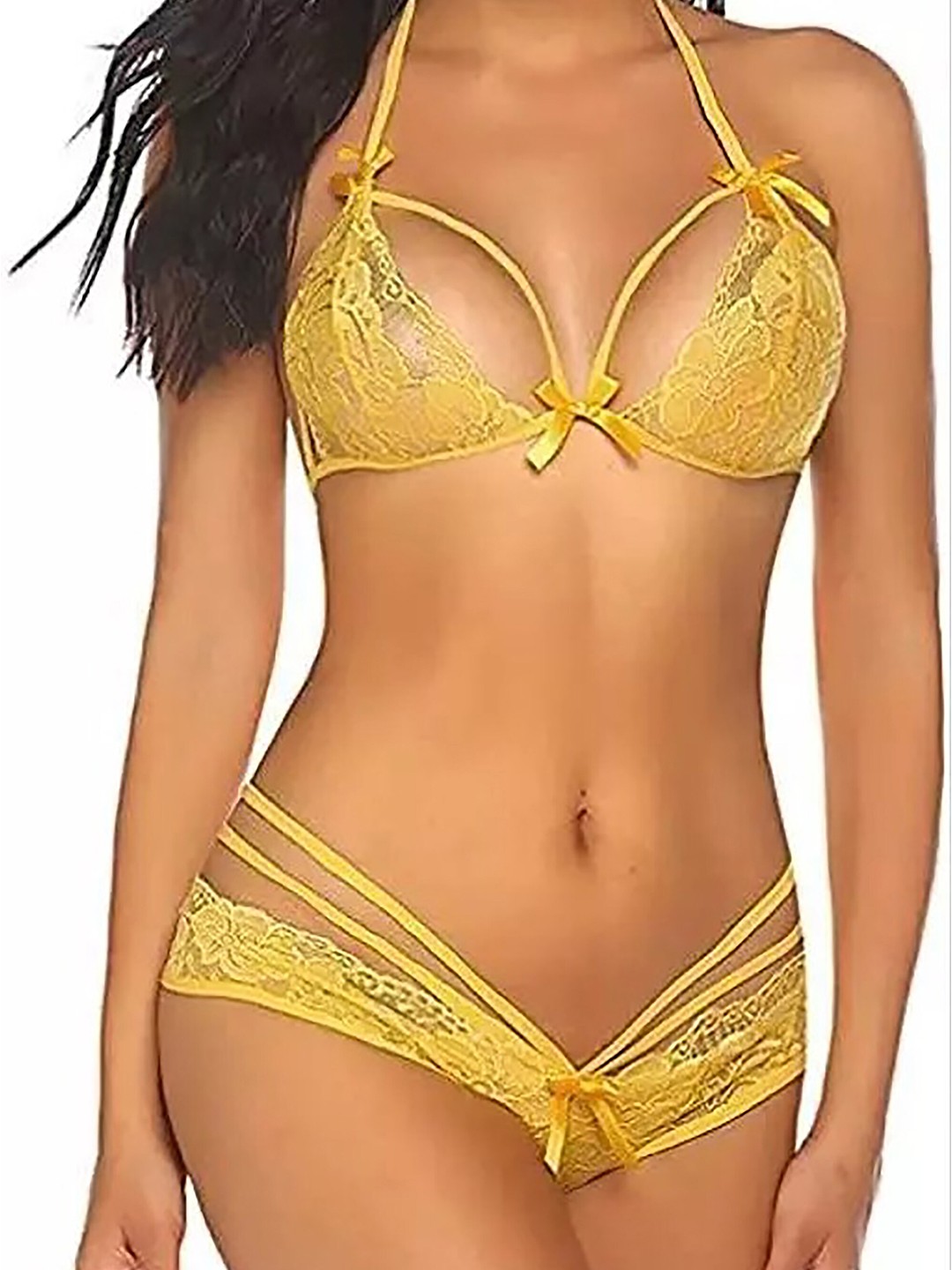 

AROUSY Net Shoulder Straps Baby Doll, Yellow