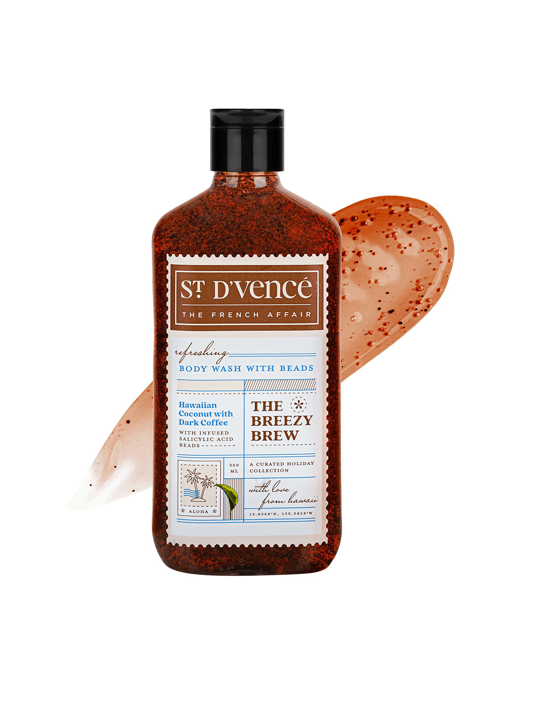 

ST. DVENCE The Breezy Brew Hawaiin coconut & Dark Coffee Body Wash 300 ml, Brown