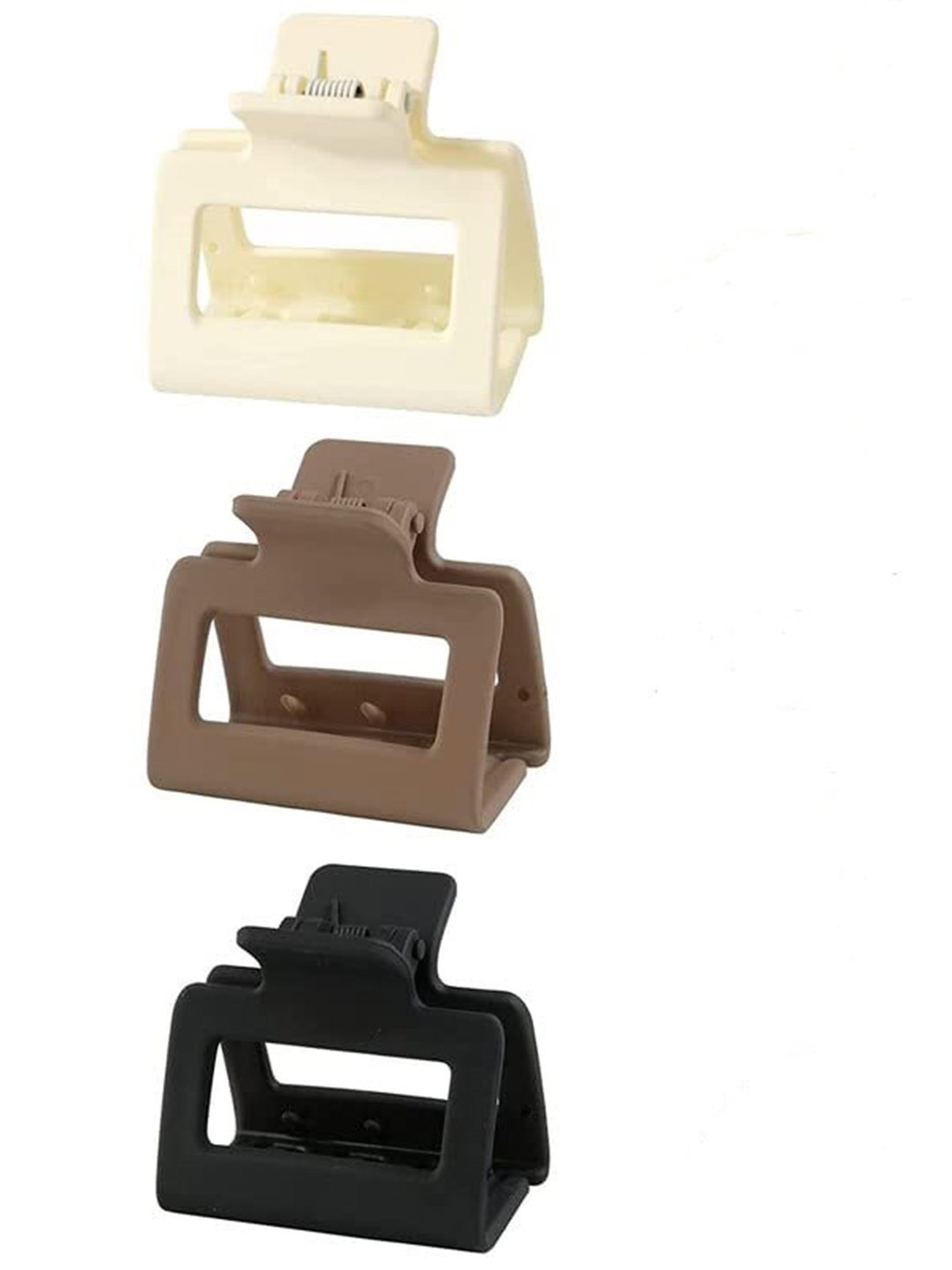 

AkashKrishna Women Set of 3 Plastic Square Claw Clip, White