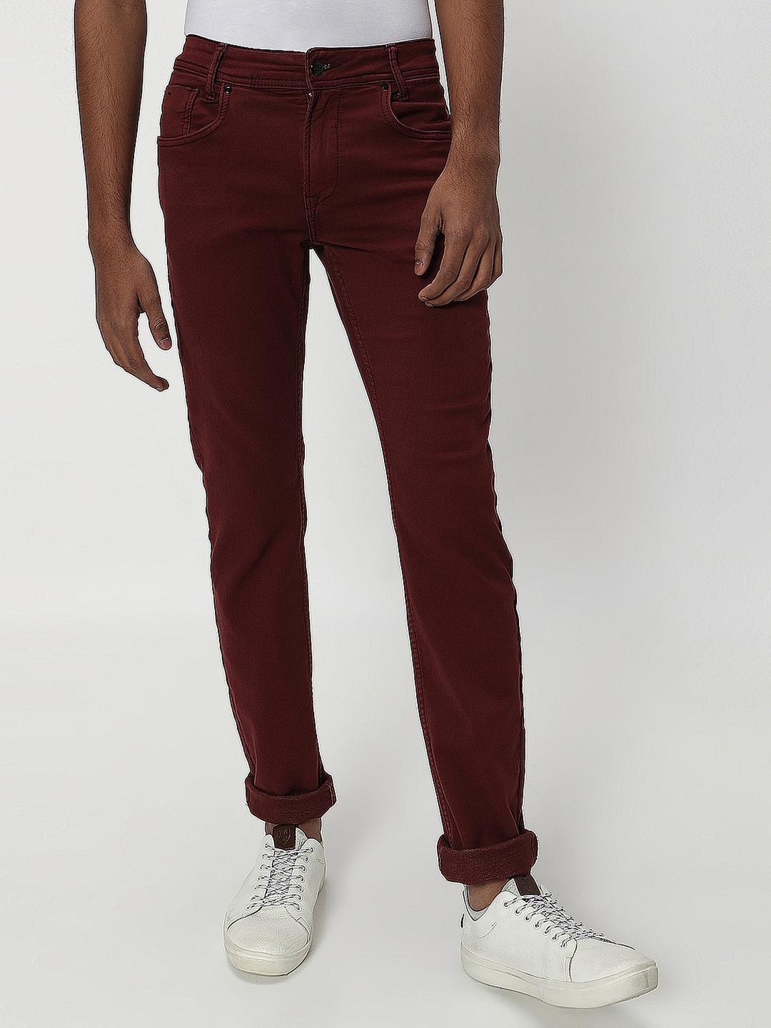 

Mufti Men Maroon Super Slim Fit Easy Wash Trousers