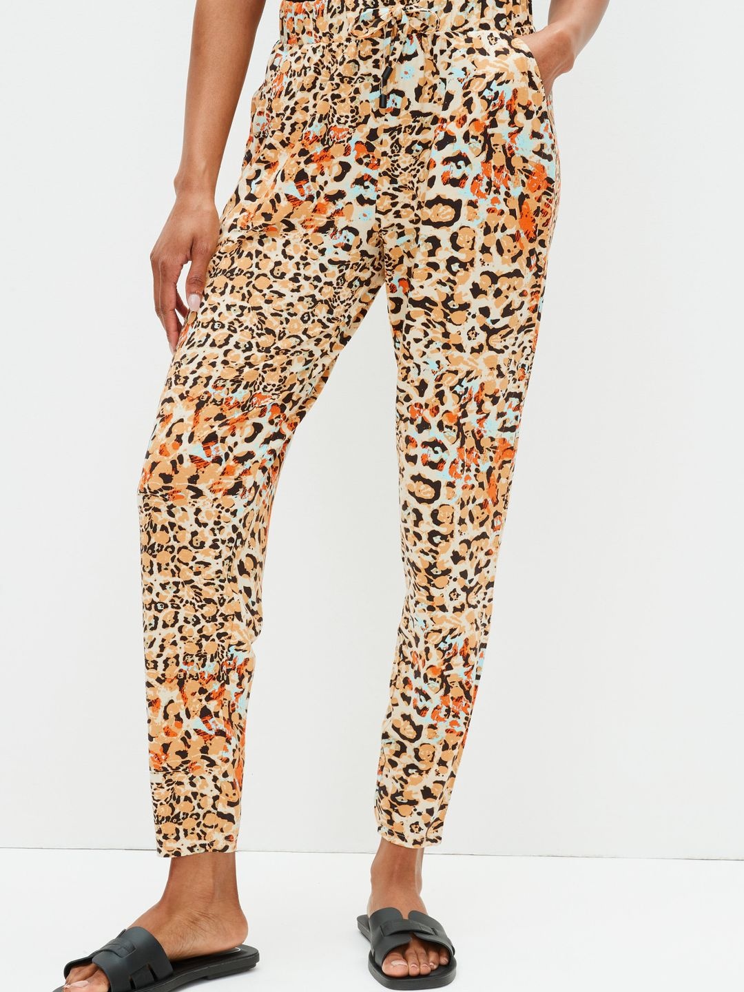 

NEXT Women Animal Print ECOVERO Track Pants, Cream