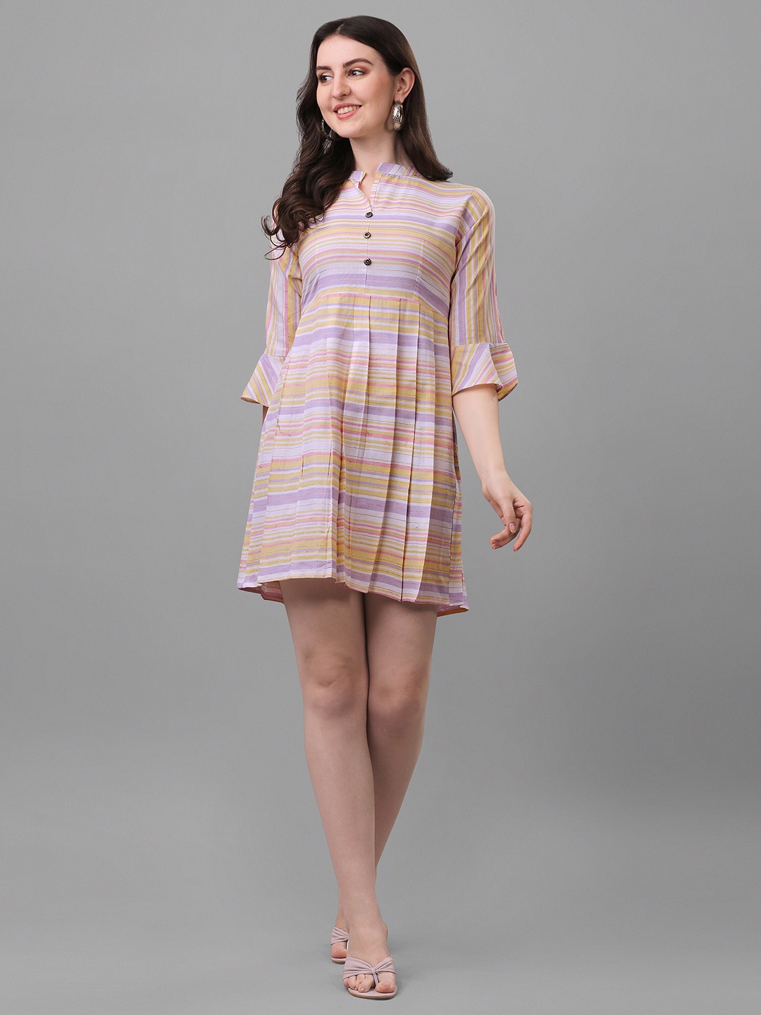 

KALINI Horizontal Striped Longline Top, Purple