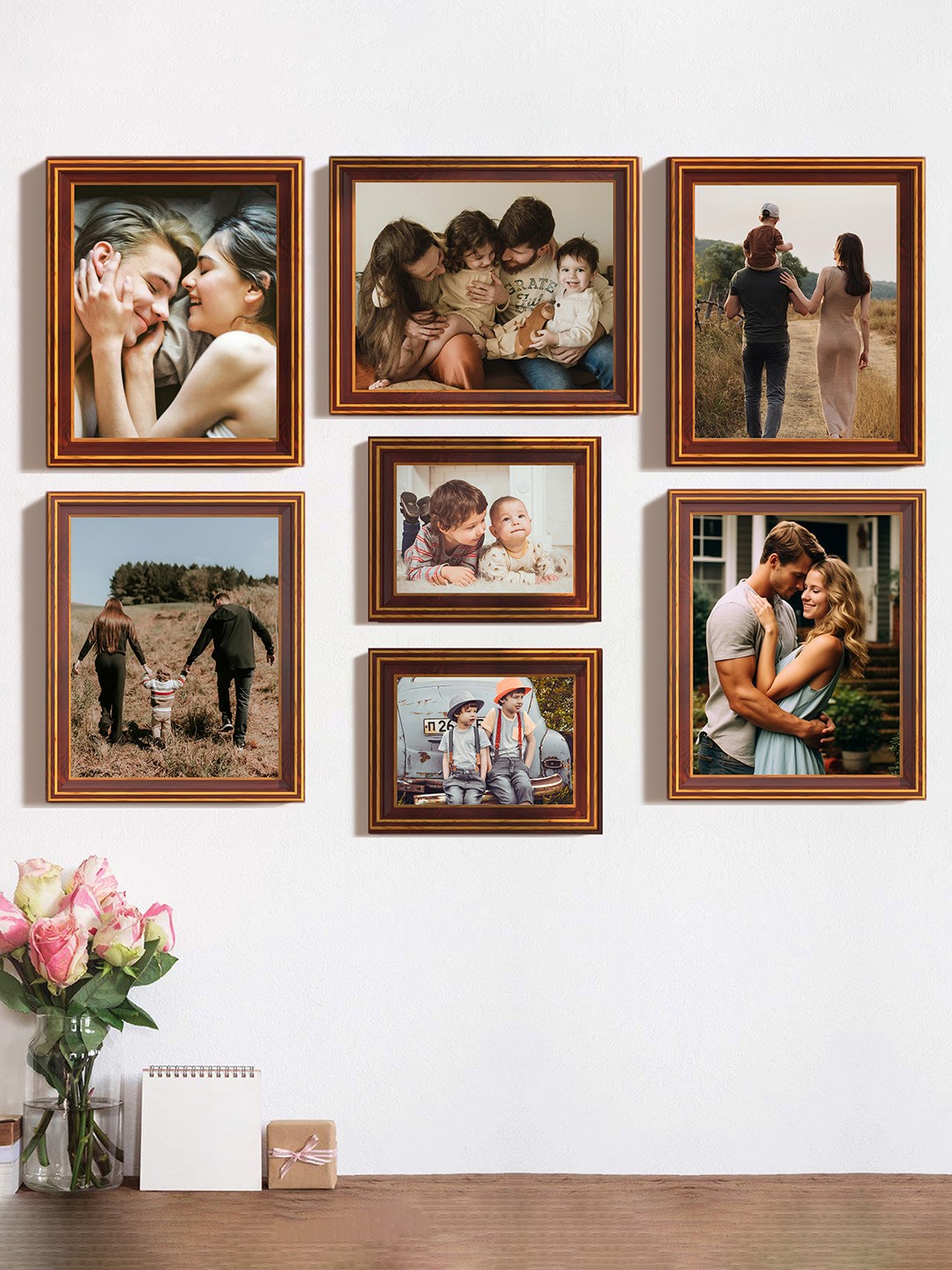 

Art Street 7 Pcs Brown Wooden Enchantment Wall Photo frames