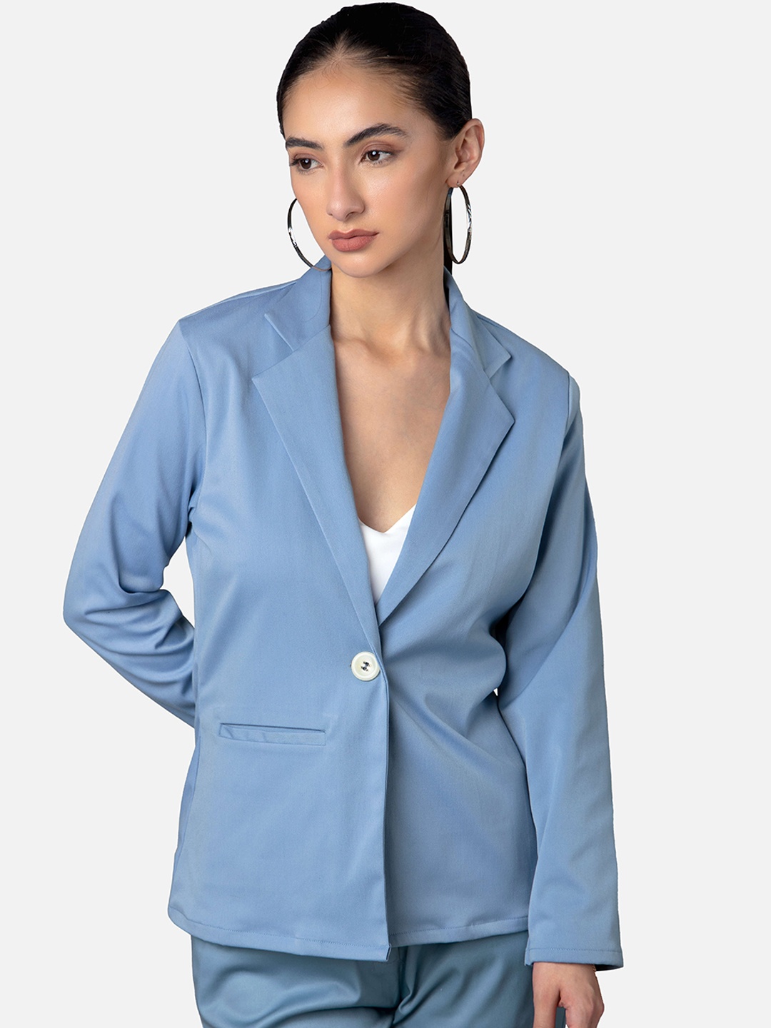 

NEOFAA Women Notch Lapel Collar Formal Blazer with Trouser Co-Ord Set, Blue