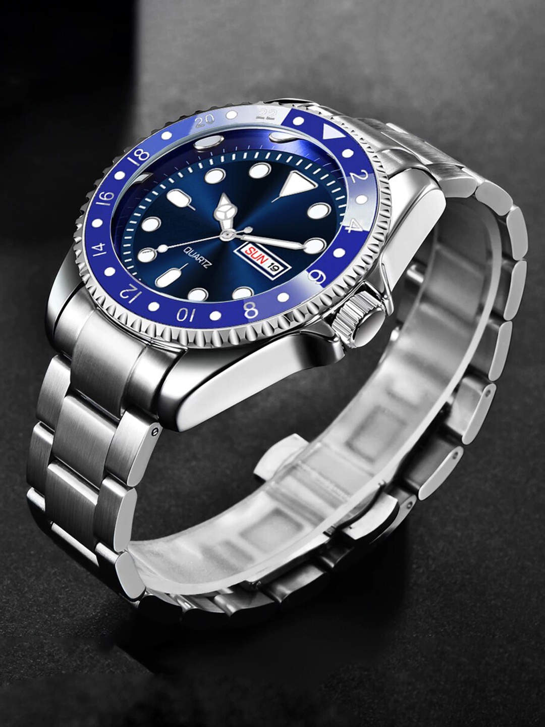 

Shocknshop Men Stainless Steel Bracelet Style Straps Analogue Multi Watch WCH73Blue, Blue