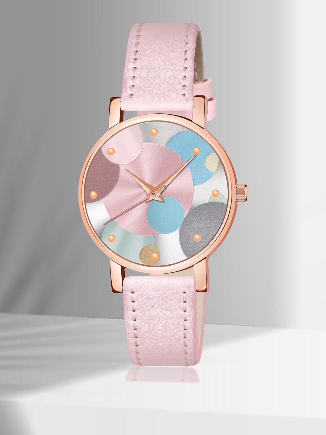 

Shocknshop Women Leather Straps Analogue Multi Function Watch WCH76Pink, Pink