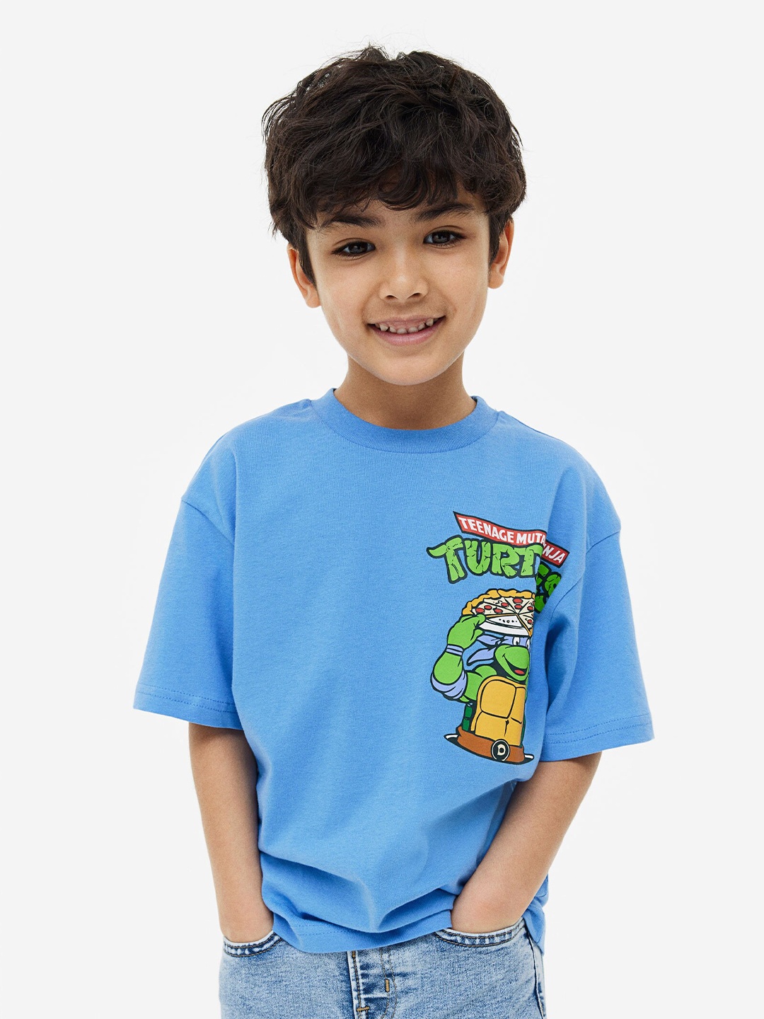 

H&M Boys 2-Pack Pure Cotton Oversized T-Shirts, Blue