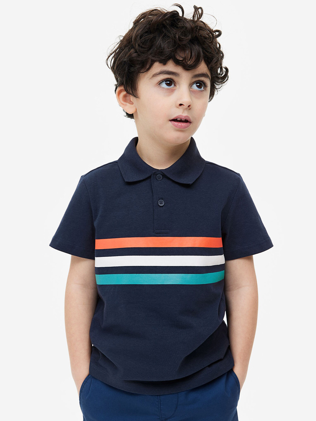 

H&M Boys Pure Cotton Polo Shirt, Navy blue