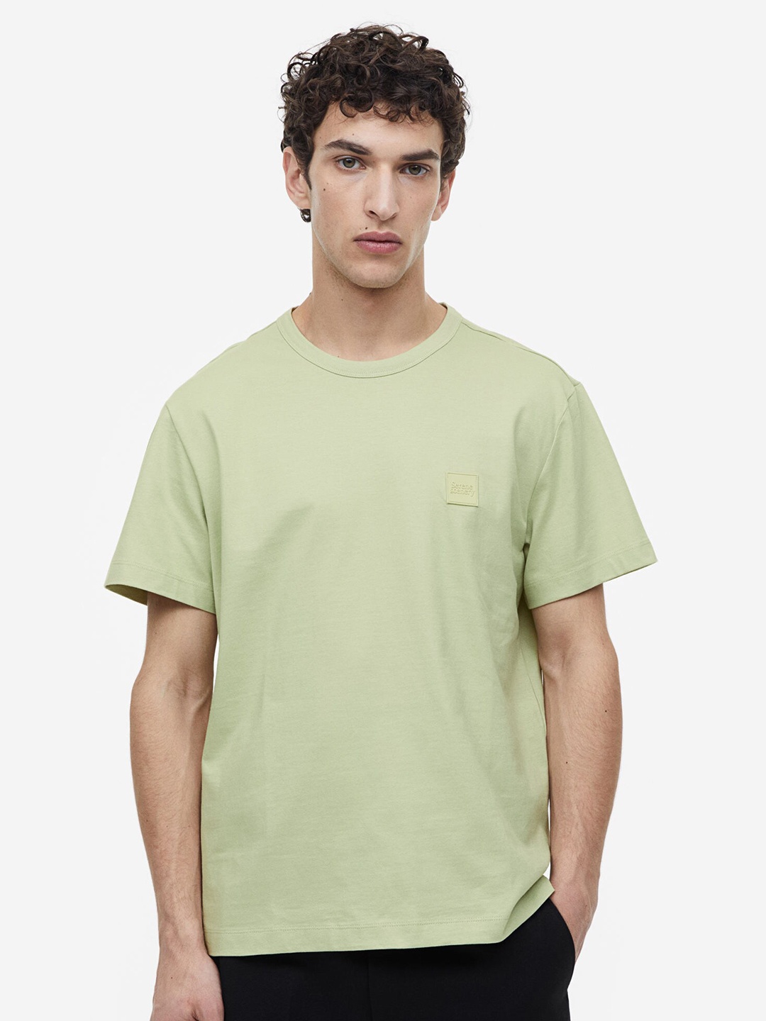 

H&M Pure Cotton Regular Fit Appliqud T-shirt, Green