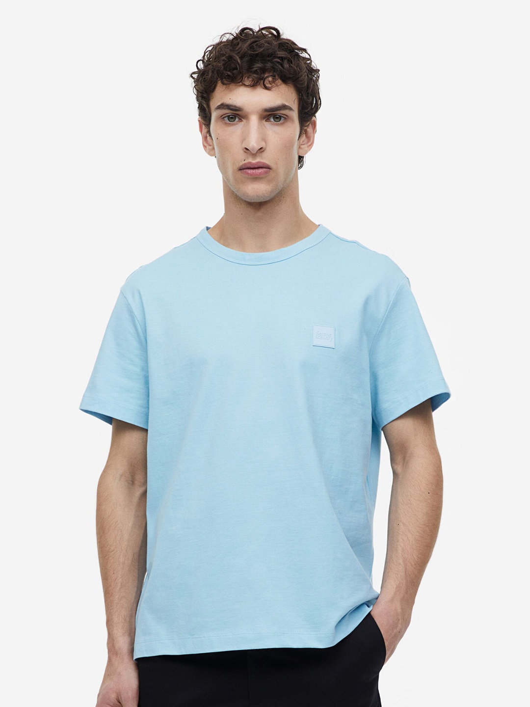 

H&M Pure Cotton Regular Fit Appliqud T-shirt, Blue