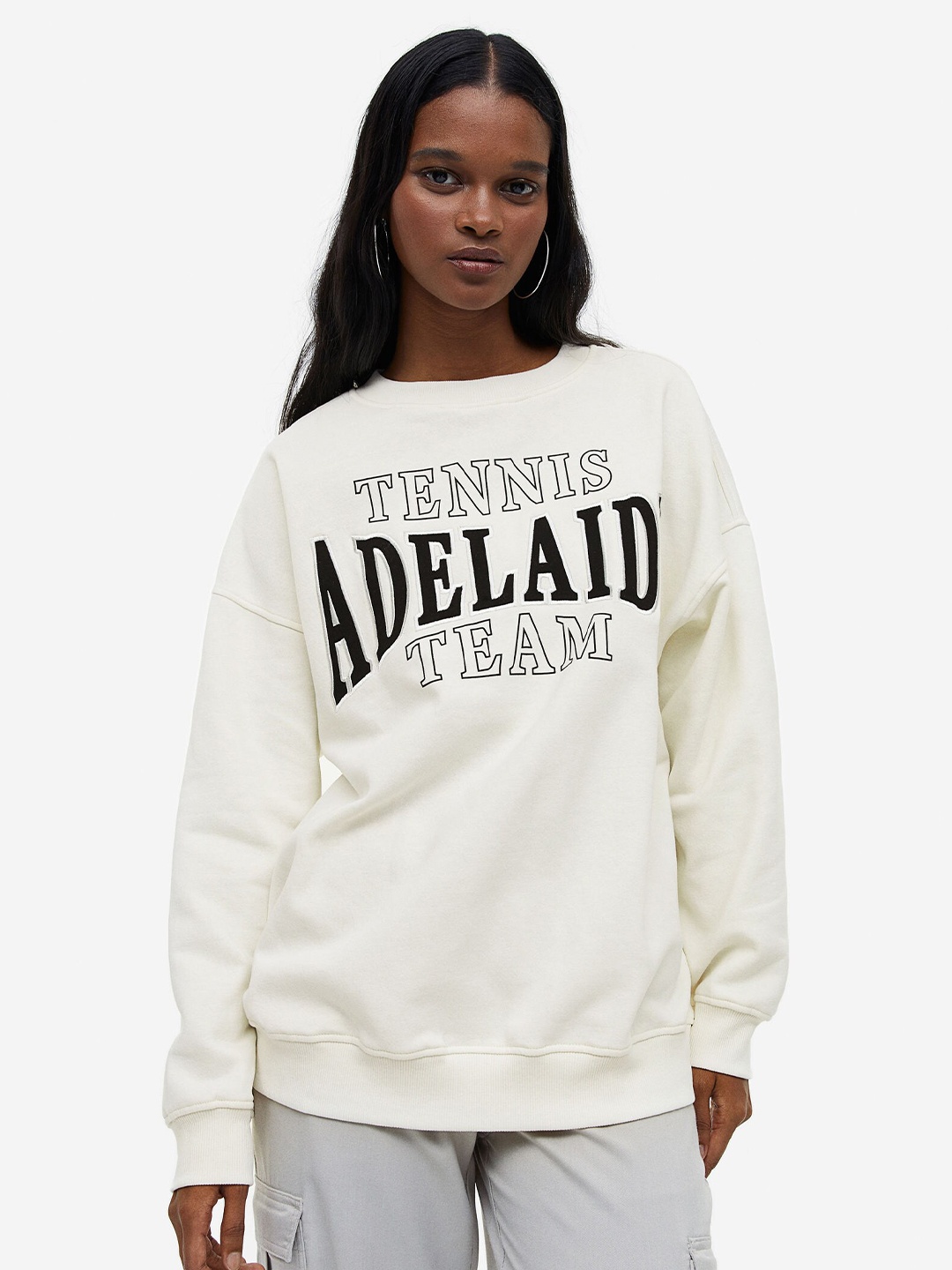 

H&M Oversized Motif-Detail Sweatshirt, White