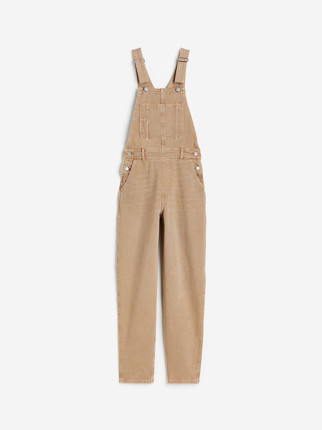 

H&M Women Mom Fit Denim Dungarees, Beige