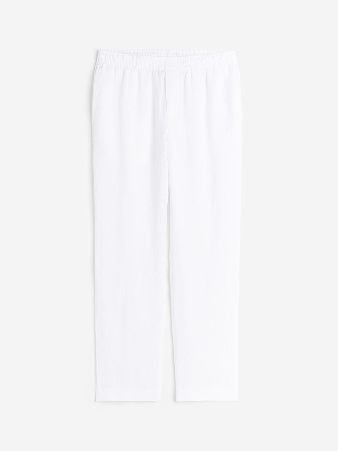 

H&M Men Regular Fit Linen Trousers, White