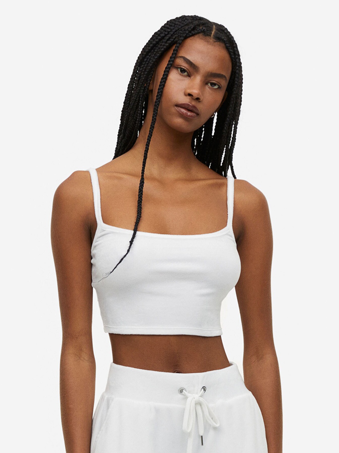 

H&M Velour Crop Top, White