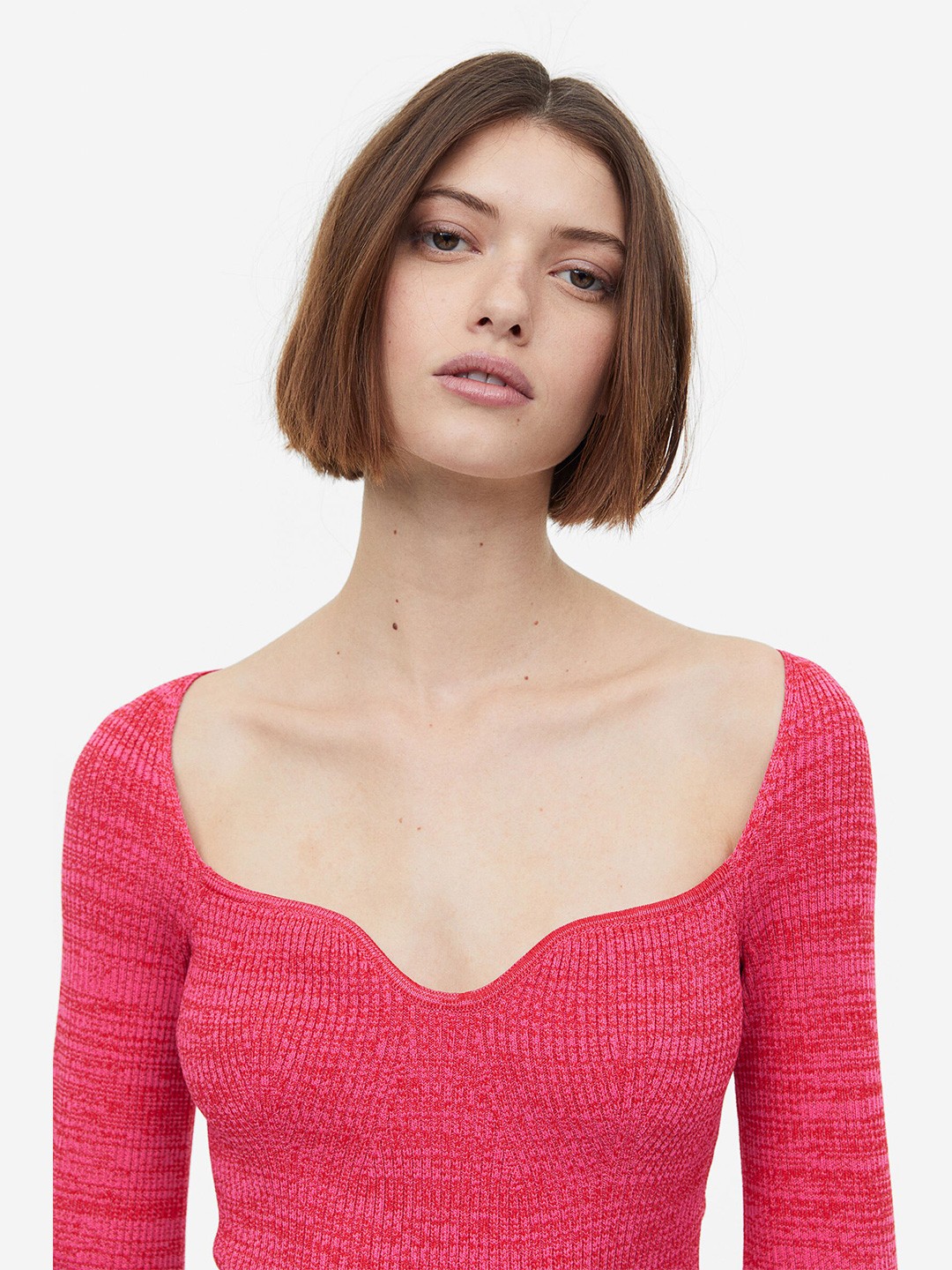 

H&M Rib-Knit Top, Pink