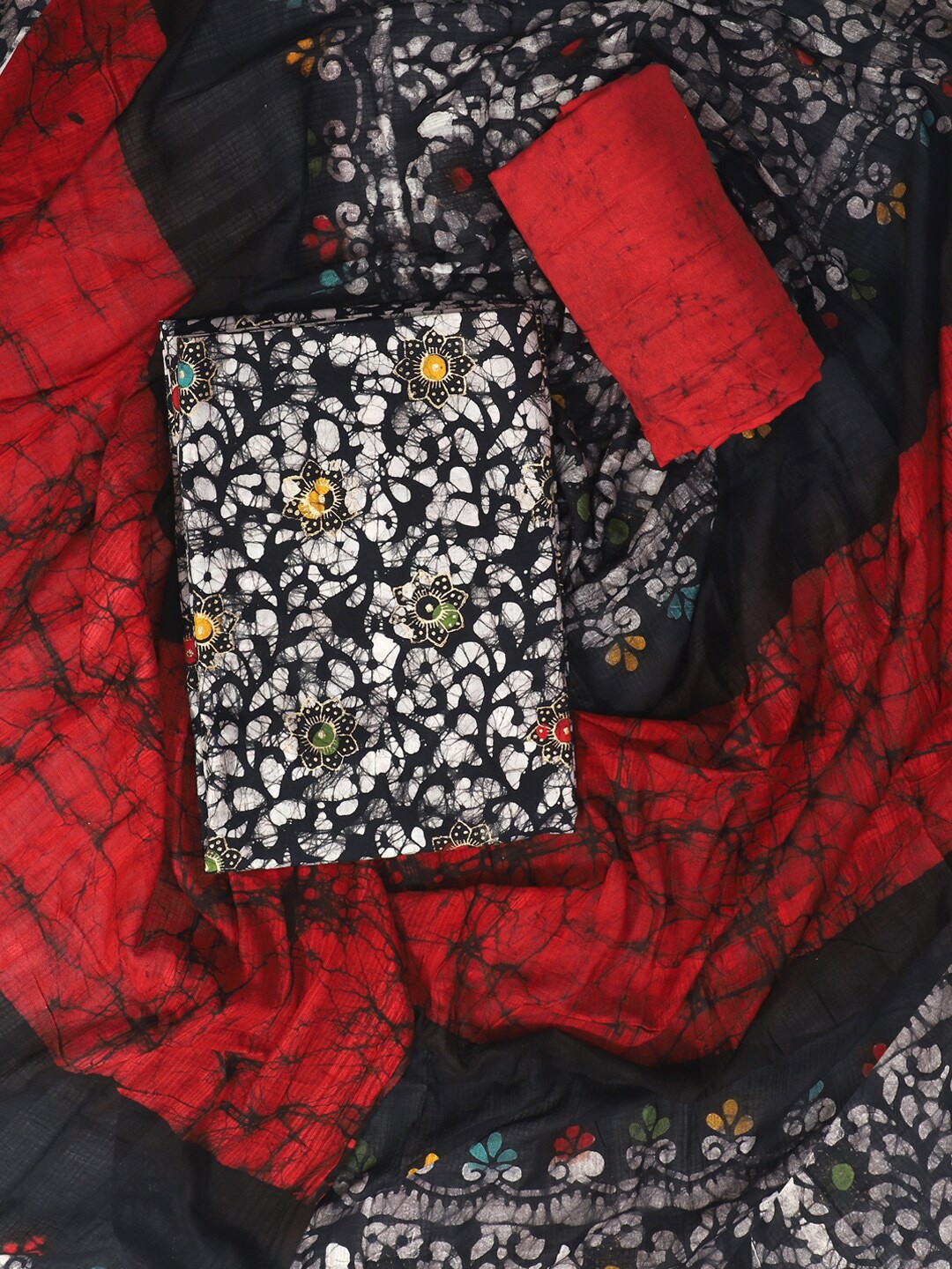 

SALWAR STUDIO Printed Pure Cotton Unstitched Dress Material, Black