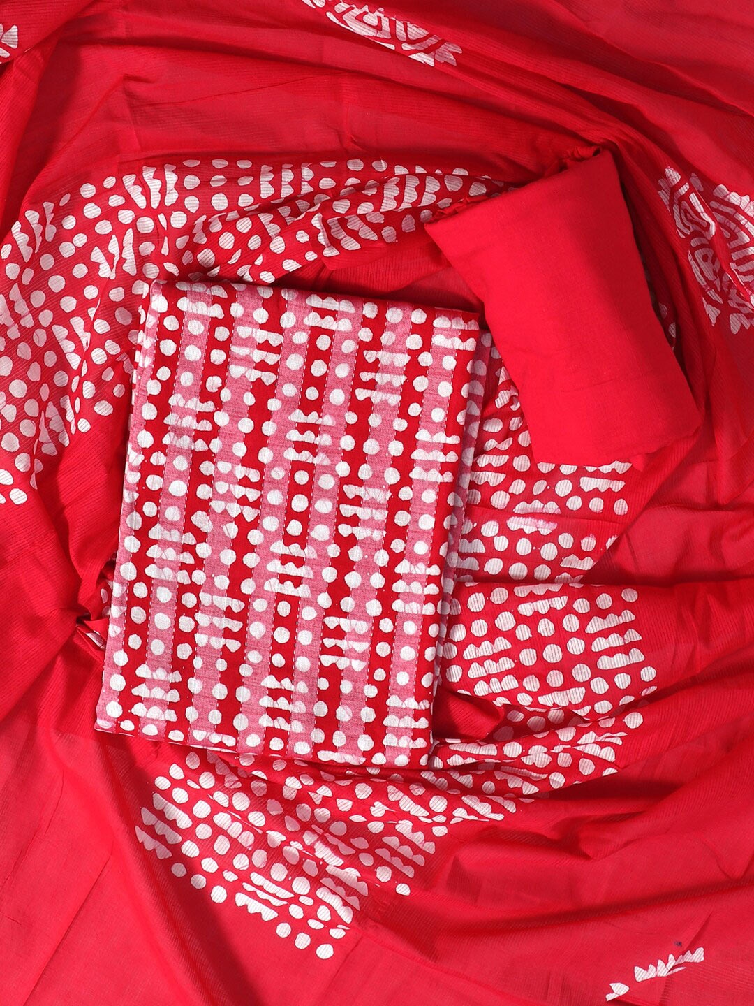 

SALWAR STUDIO Printed Pure Cotton Unstitched Dress Material, Red