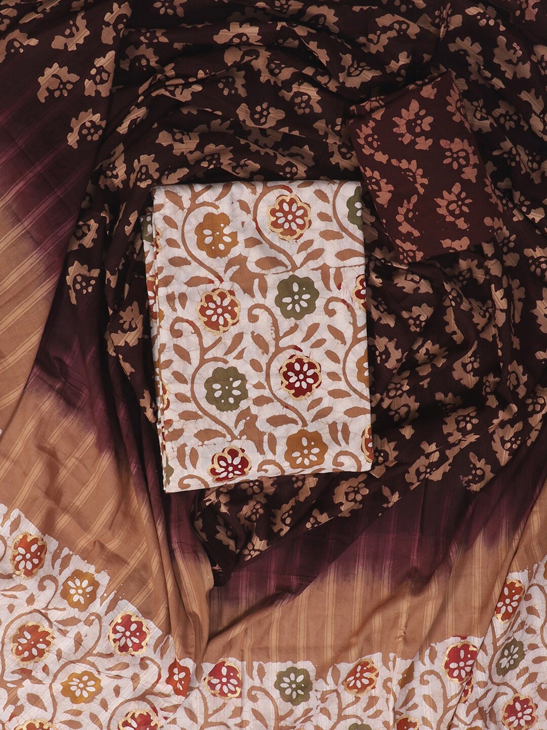 

SALWAR STUDIO Printed Pure Cotton Unstitched Dress Material, Off white