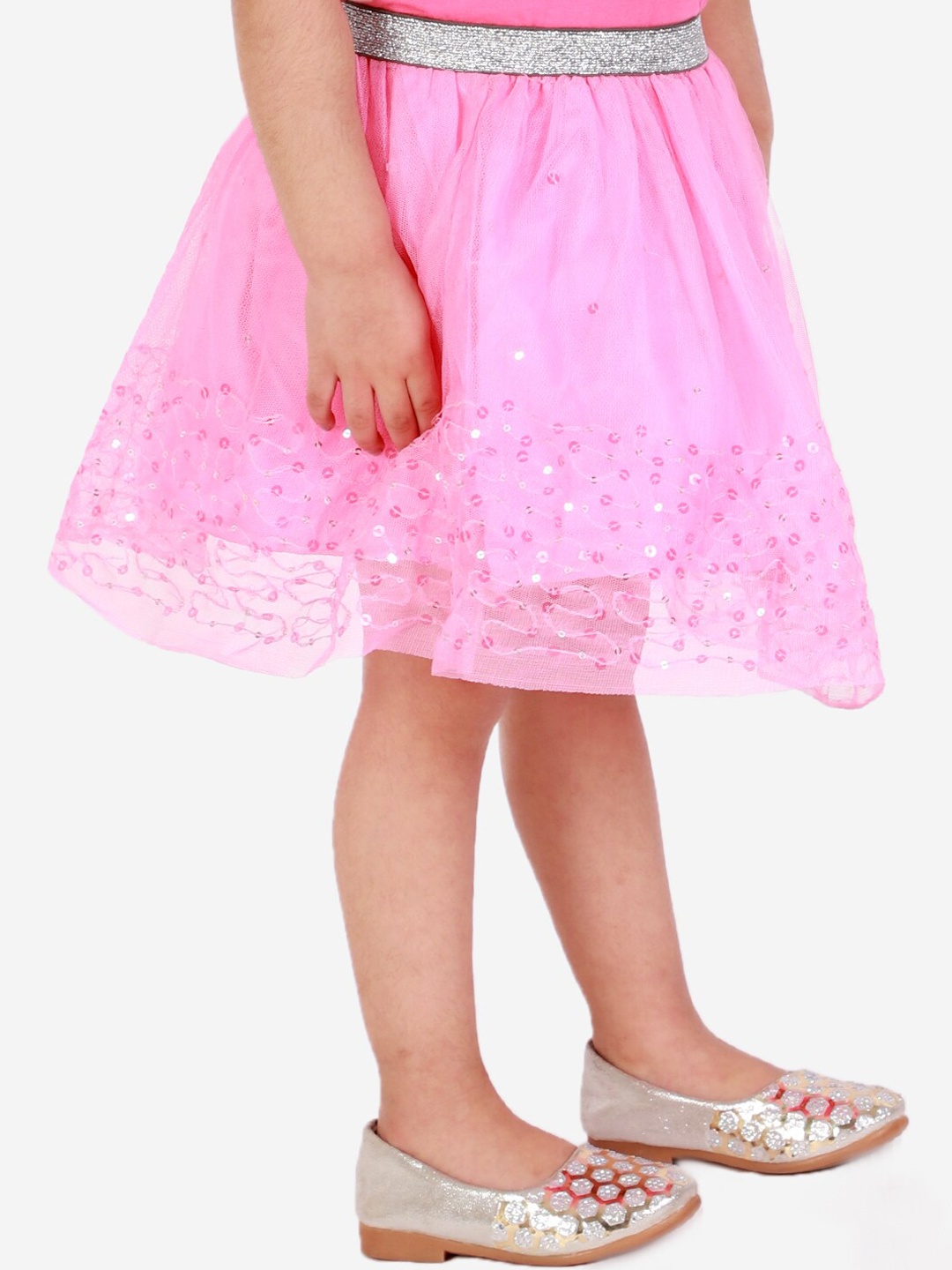 

KidsDew Girls Sequenced Flared Skirts, Pink