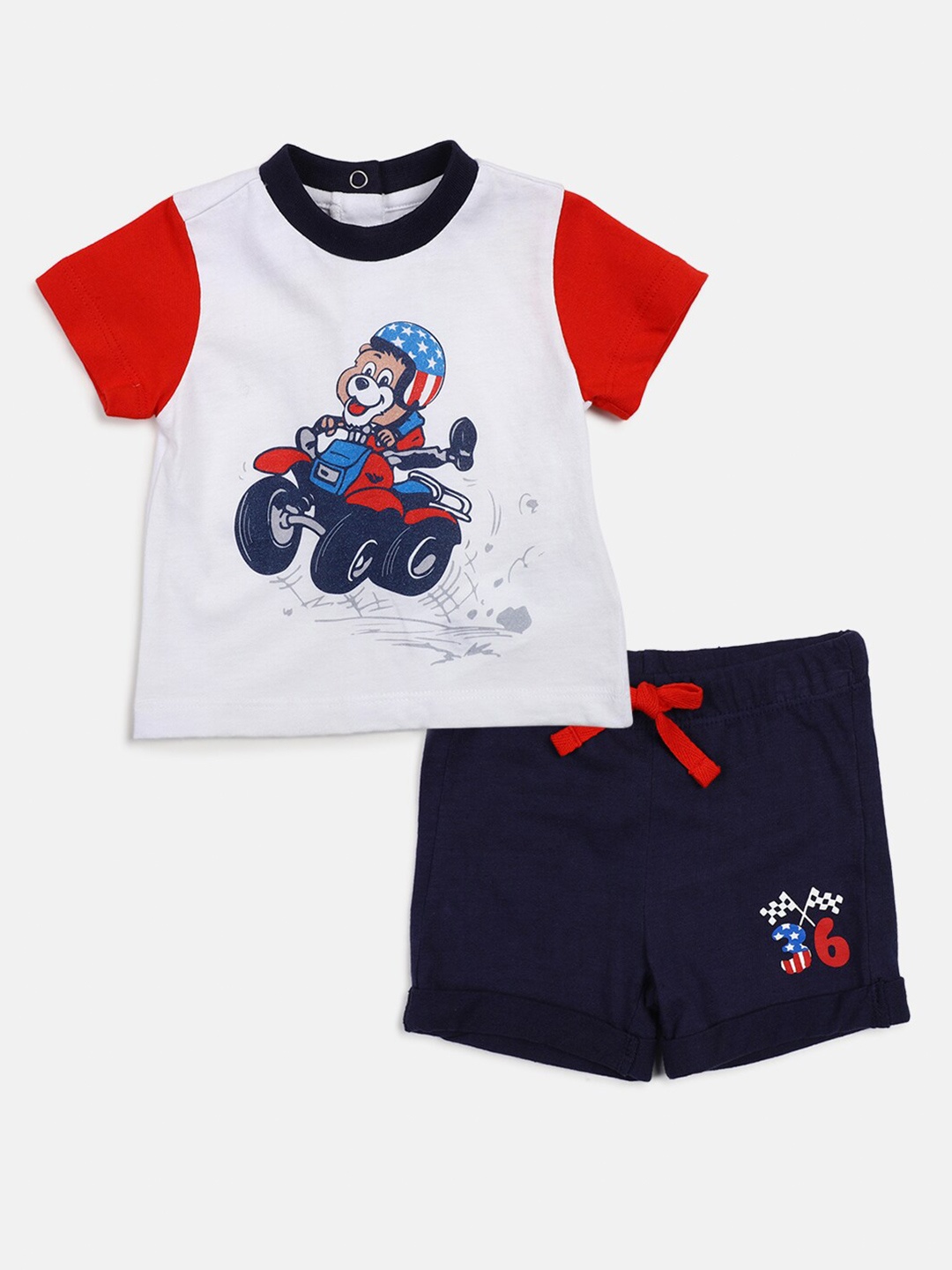 

Chicco Boys Printed Pure Cotton T-shirt with Shorts, White