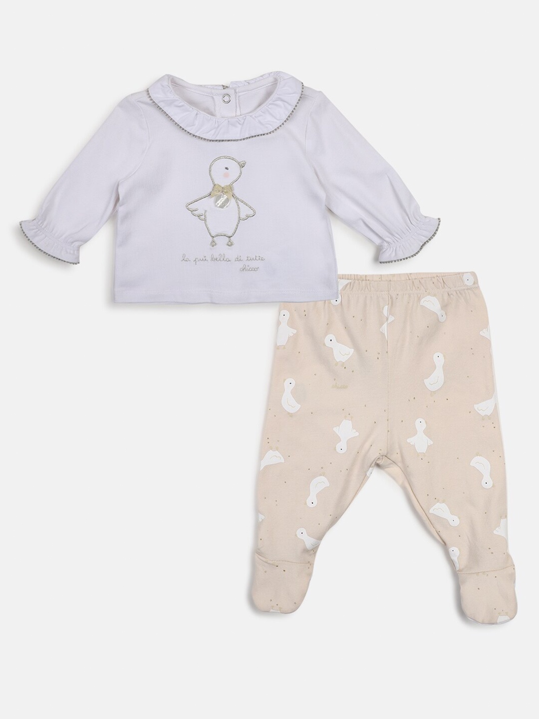 

Chicco Infant Girls Printed Top with Leggings, White