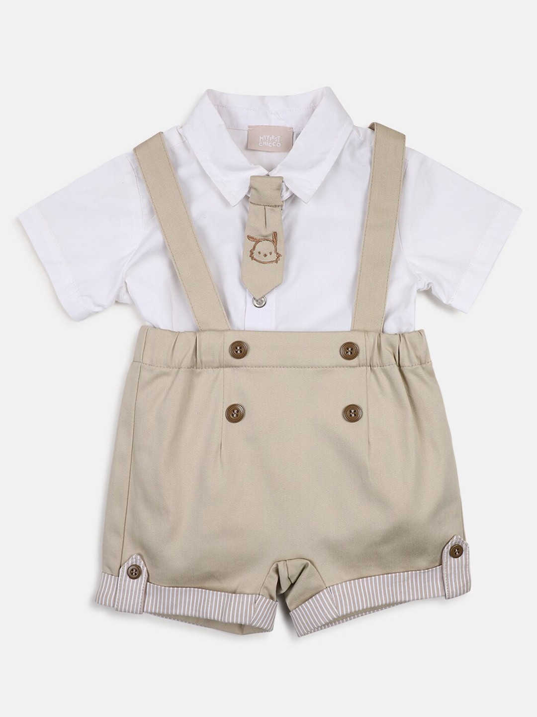 

Chicco Infant Boys Shirt Collar Pure Cotton Shirt with Shorts, White